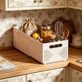 thumbnail image 6 of Plastic Storage Bin | Collapsible Storage Basket for Home Kitchen and Desk Organization, 11X4X3 in Cream Plastic Storage Container, 6 of 6