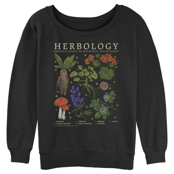 Junior's Harry Potter Hogwarts Herbology  Sweatshirt Black Large