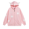 thumbnail image 3 of Sudadera con capucha holgada de ala japonesa Kawaii para mujer, cárdigan de manga larga con cremallera y Estrella, abrigo de gran tamaño Y2K, dulce y lindo, otoño, 3 of 3