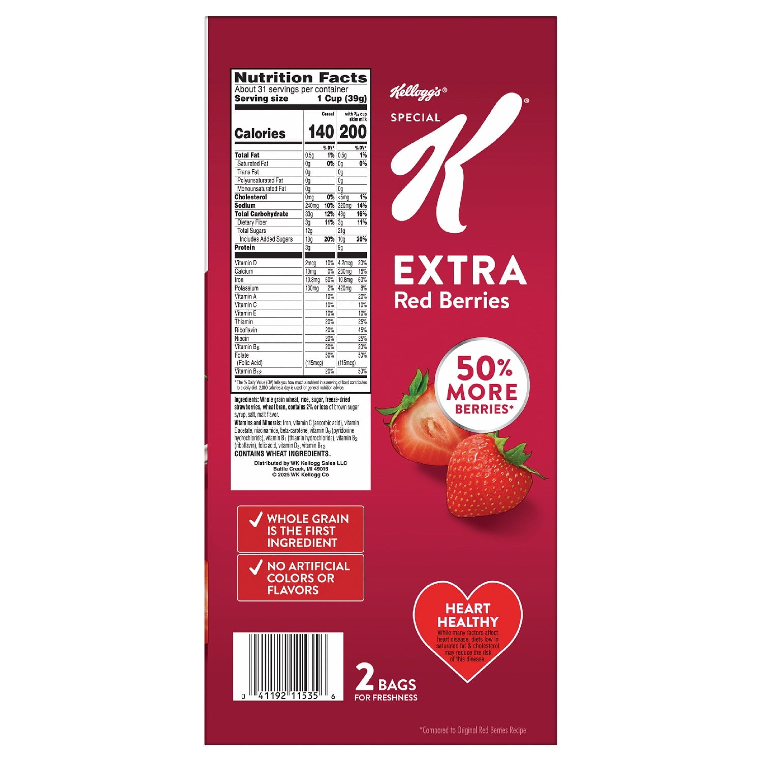 Kellogg's Special K Extra Red Berries Cereal, 43 Ounce