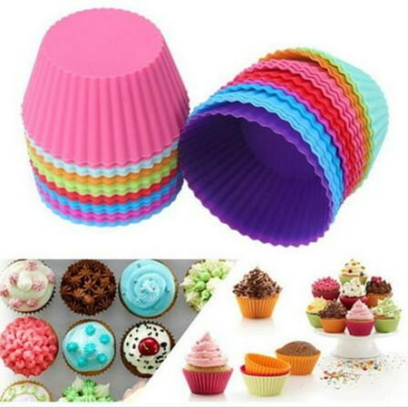 Silicone Baking Cup Meigar 12/24Pcs Reusable Cupcake Moulds Mini Silicone Baking Cups Muffin Cups Cupcake Liners Chocolate Holders Vibrant Colors Round ,Today's Special Offer! ()
