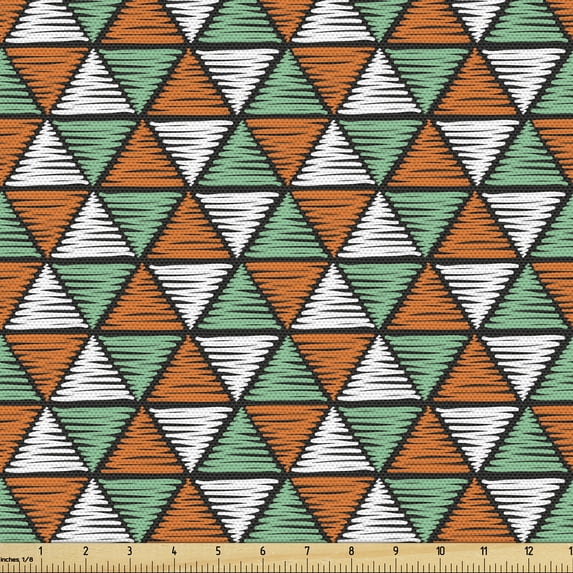 Triangle Upholstery Fabric by the Yard, Hand Drawn Geometric Shapes ...