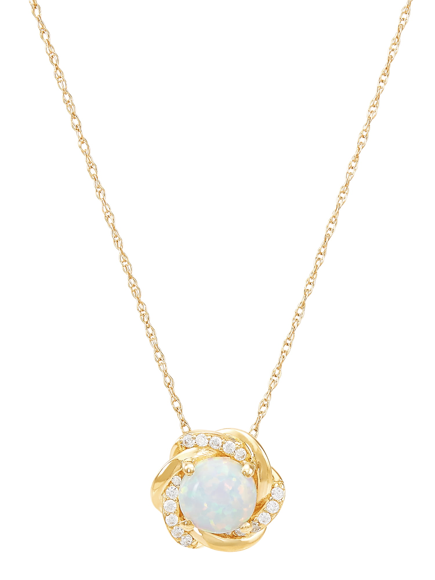 Brilliance Fine Jewelry - Created Opal Rosette Pendant in 10kt Yellow