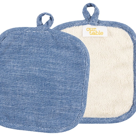 KAF Home Strada Pot Holders, Set of 2, Blue