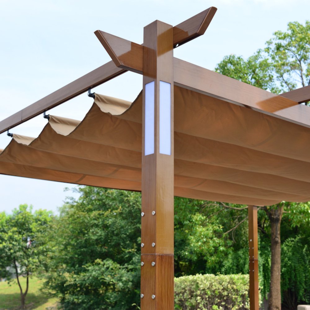 ALEKO PERG10X13LSD Aluminum Outdoor Retractable Pergola with Solar