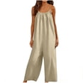 thumbnail image 4 of Purcolt Womens One Piece Jumpsuits Casual Crew Neck Sleeveless Backless Wide Leg Pants Rompers Outfits Summer Beach Loungewear for Beach Part Vacation, 4 of 7