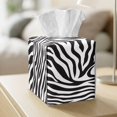 thumbnail image 5 of Xoenoiee Zebra Stripe Print Tissue Box Cover Square Waterproof PU Leather Tissue Box Holder Foldable Tissues Case Facial Paper Organizer for Vanity Toilet Night Stand Office, 5 of 7