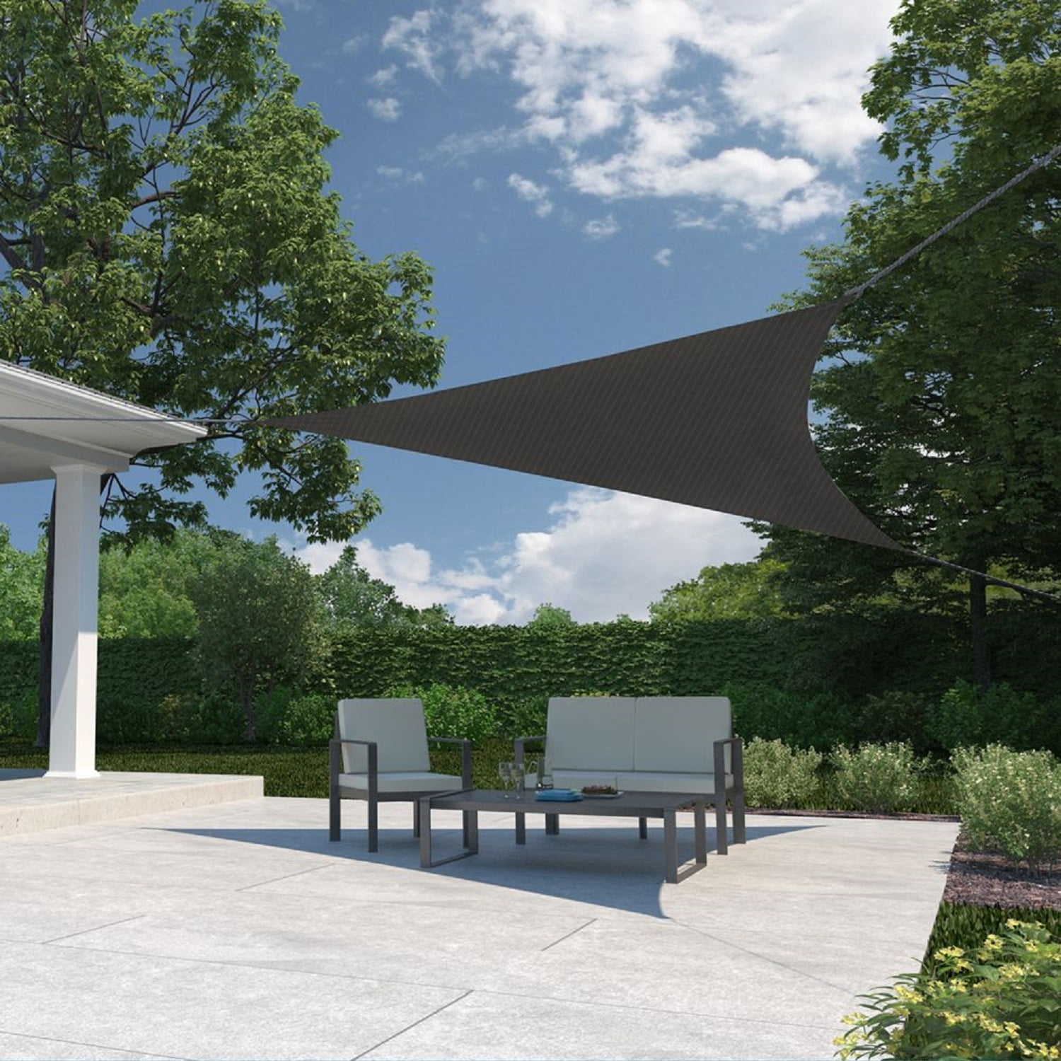 Coolaroo Ready to Hang Outdoor Sun Shade Sail Triangle 90% UV Block Protection for Backyard, Garden, Patio, Playground, 11'10' Triangle, Montecito
