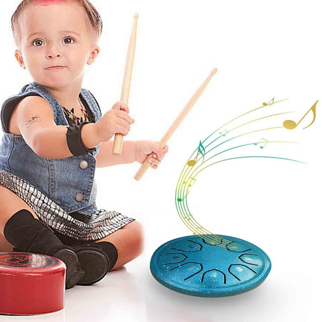 Xihbxyly Tambor de Lengüeta de Acero, Tambor de Mano de 8 Tonos, Experiencia de Sonido Relajante, Fácil de Tocar con Baquetas, Diseño Portátil, Alivio Del Estrés, Meditación, Tamaño de 4,5 Pulgadas,