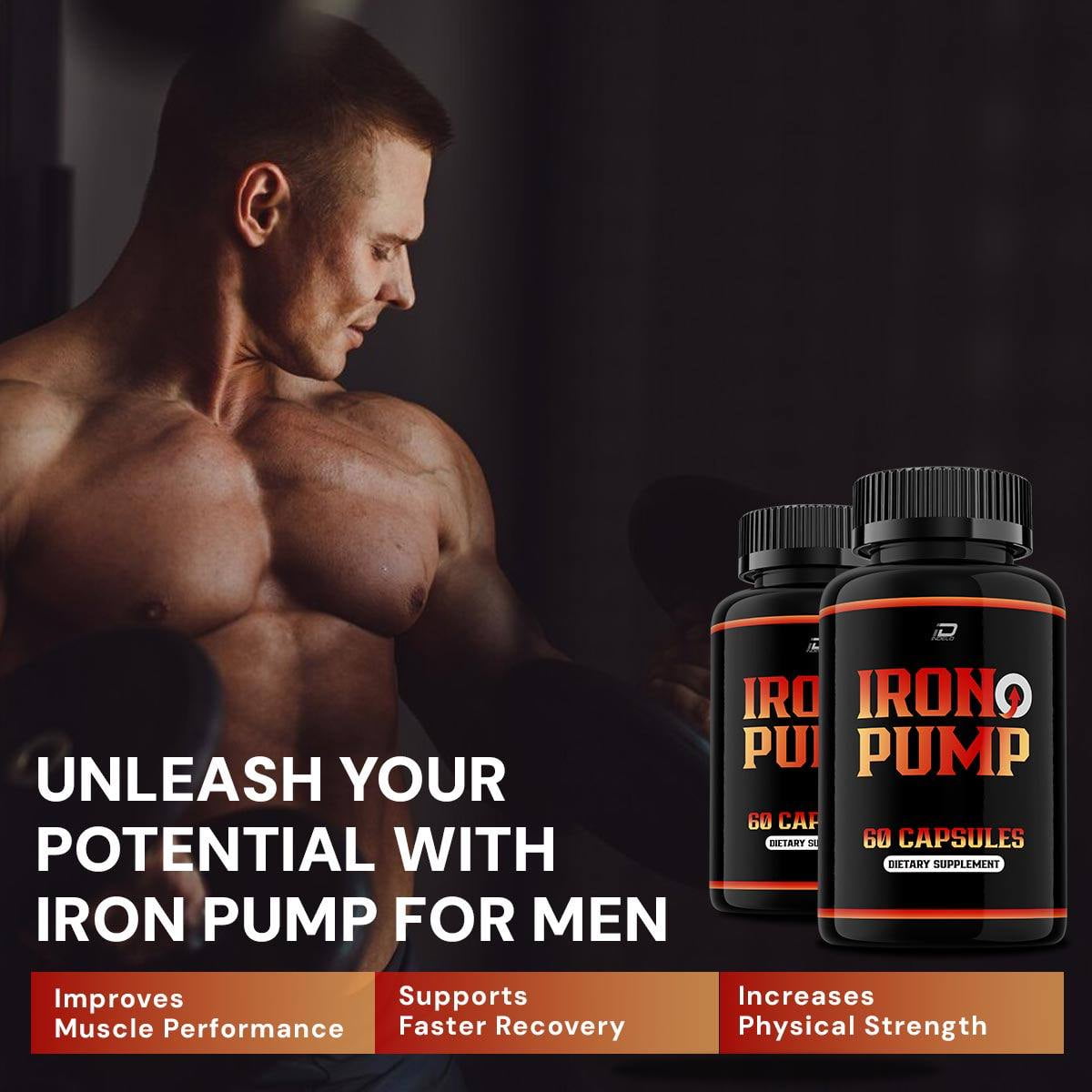 (2 Pack) Iron Pump For Men Capsules Official Formula - Iron Pump Ed Pills Max Performance - Maximum Strength, Iron Pump Pills for Men All Natural Formula, IronPump Reviews (120 Capsules)