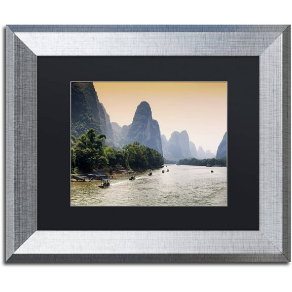 Trademark Fine Art "Li River" Canvas Art by Philippe Hugonnard, Black Matte, Silver Frame