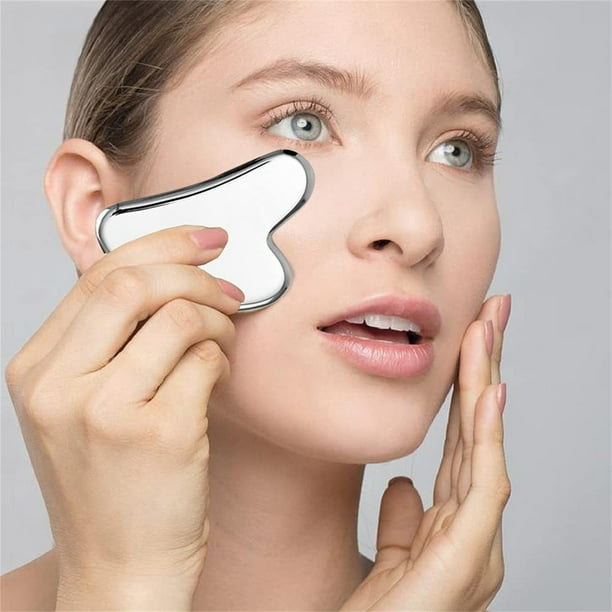 Herramienta de masaje de raspado de acero inoxidable Tabla de acero inoxidable en forma de corazón Herramienta de masaje de raspado facial y corporal gua sha