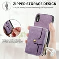 thumbnail image 3 of ELEHOLD Crossbody Wallet Case for iPhone 8 / iPhone 7 / iPhone SE 2022 2020, Zipper PU Leather Phone Case with Card Holder Wrist Strap Purse Cover 4.7 Inch,Purple, 3 of 7