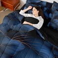 thumbnail image 4 of Manfei Rustic Leaves 7 Pieces Bedding Comforter Set,Modern Aesthetic Deagin Full Bedding Set,Deepblue Gold Fitted Sheet Flat Sheet For Girls,Super Cozy Room Decor Reversible, 4 of 8