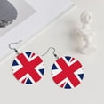 thumbnail image 5 of Round Leather Earrings For Women Union Jack All Uk Flag Drop Earrings Lightweight Dangle Earrings, 5 of 6