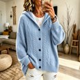 thumbnail image 3 of Rrxhxhs Cardigan for Women Solid Color Cable Knit Button Front Long Sleeve Loose Casual Hooded Sweater Cover Up, 3 of 5