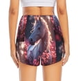 thumbnail image 2 of Lsque Flower White Horse Printed Women's Running Shorts with Liner Pockets,Elastic Quick Dry Workout Athletic Gym Yoga Shorts,Womens High Waist Shorts-X-Large, 2 of 9