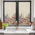 thumbnail image 3 of Watercolor Floral Window Privacy Film, Spring Daisy Lily Lavender Garden Beige Static Cling UV Sun Blocking Tint Film Heat Control Windows Films for Bedroom Bathroom, Window Stickers 17.7"x39.3", 3 of 8