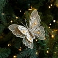 thumbnail image 4 of JeashCHAT 3 Pcs Christmas Butterfly Ornaments with Metal Clips, Artificial Glitter Mesh Hollow-Out Butterfly Christmas Tree Decorations Xmas Holiday Party Wreath Garland Decor, 4 of 6