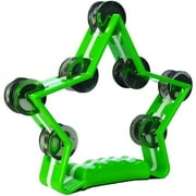 Directly Cheap Ergonomic-Grip Star-Shape Tambourine, 28 Jingles, Green