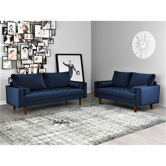 Uspridefurniture Womble 2 Pcs Living Room Set, Sofa Loveseat,Blue
