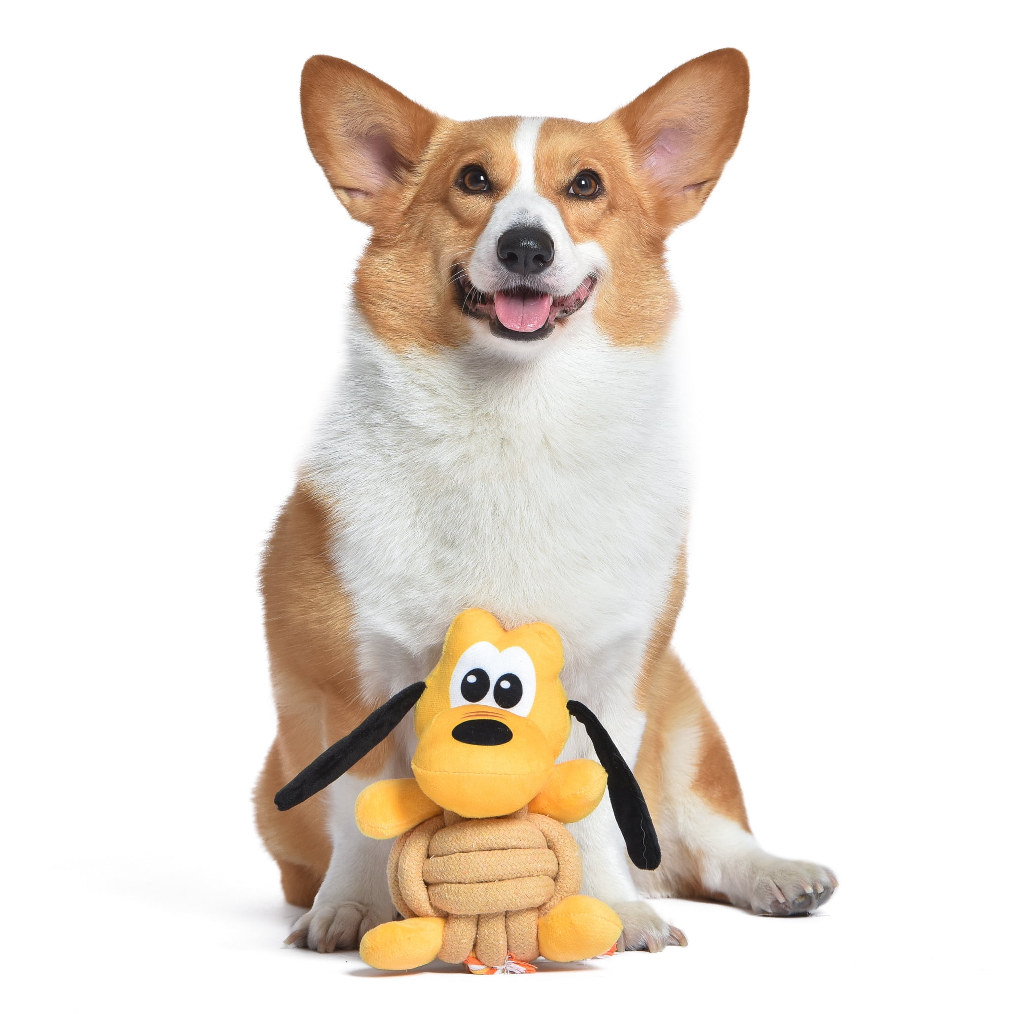 DISNEY MICKEY AND FRIENDS: Pluto Plush Rope Ball Squeaker Pet Toy-9in