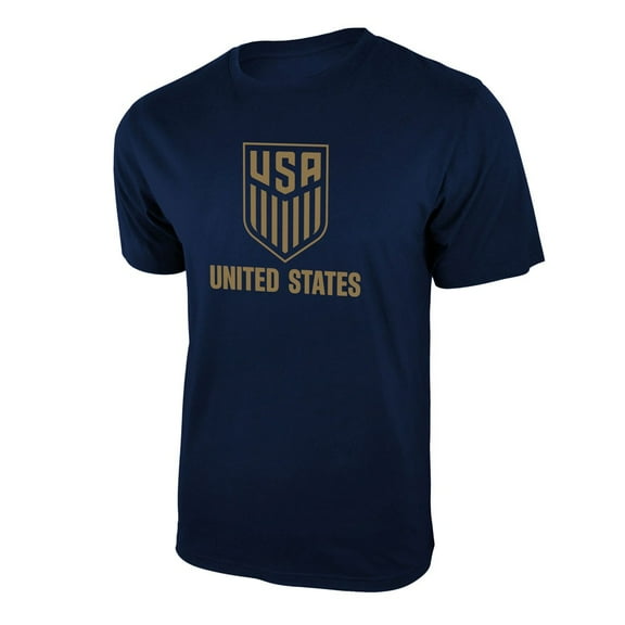 Icon Sports U.S. Soccer Federation USMNT Logo Adult T-Shirt Navy w/ Large Gold Logo - Small