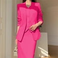 thumbnail image 6 of 2 Pcs/Set Women Suit Coat Skirt Set Formal Business Style Long Sleeves Open Sticth Coat High Waist Slim Fit A-line Midi Skirt OL Commuting Office Outfit, 6 of 8