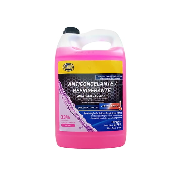 Anticongelante Hella 33% Rosa 1Gl (3.78L) Listo Para Usar