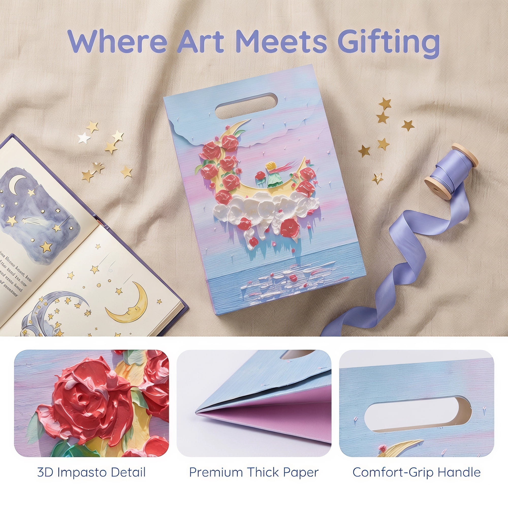 Unique Bargains Thickened Gift Bags with Comfortable Handles Prince 5.9" x 2.8" x 8.3"