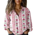 thumbnail image 2 of BILIKEYU Women's Cotton Printed Fashion Button Down Shirts, Womens Long Sleeve Tops, Long Sleeve Shirts for Women, Fall Womens Tops, 2 of 6