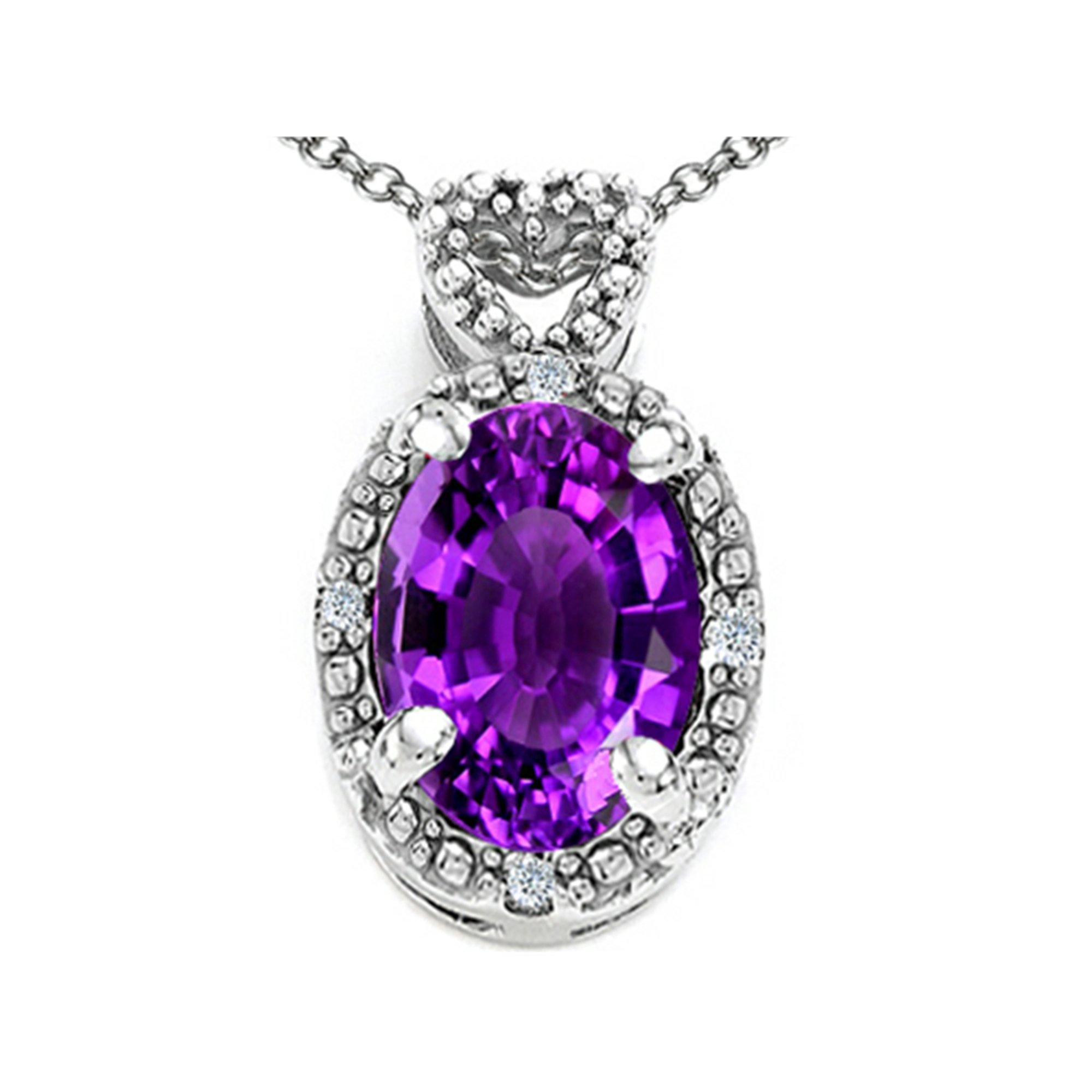 Tommaso Design? Oval 8x6mm Genuine Amethyst Pendant Necklace