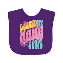 Inktastic Nana and Pops Love Me Retro Flowered Girls Baby Bib