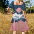 thumbnail image 3 of Mountain Forest Sunset Art Print Short Sleeve Dress Clothes Women's Summer Dress Elegant Dress Daily Dresses For Woman, 3 of 9