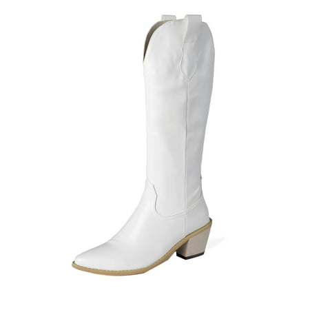 

Fesfesfes Riding Boots For Women Fall Winter Ethnic Style Beaded Fringe Low Heel Round Toe High Women s US:9.5(43)