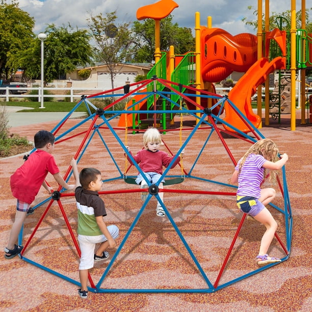 Dôme d'escalade Enfants avec Balançoire, Charge Maximale 360 KG, Aire de Jeu avc Cadre en Métal, pour Intérieur & Extérieur (Vert-Jaune) | Leroy Merlin