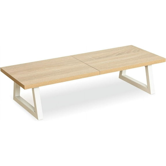 24 inch Monitor Stand Riser, Wood & Steel Computer Monitor Stand with Storage, Laptop, PC, Printer Stand Riser for Desktop Office Desk Organizers