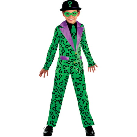 Suit Yourself Batman Classic Riddler Costume for Boys, Includes a Jumpsuit, an Eye Mask, and a Black Hat