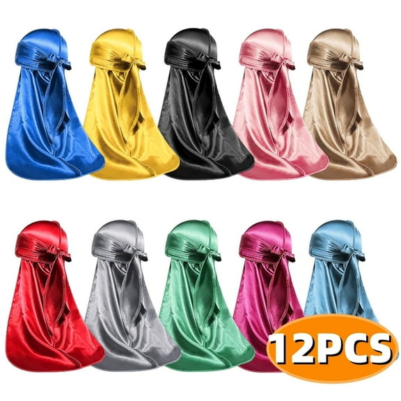Silky Durag Silk Durag for Men Women Waves Satin Durag with Long Tail and Wide Straps 10 Colors