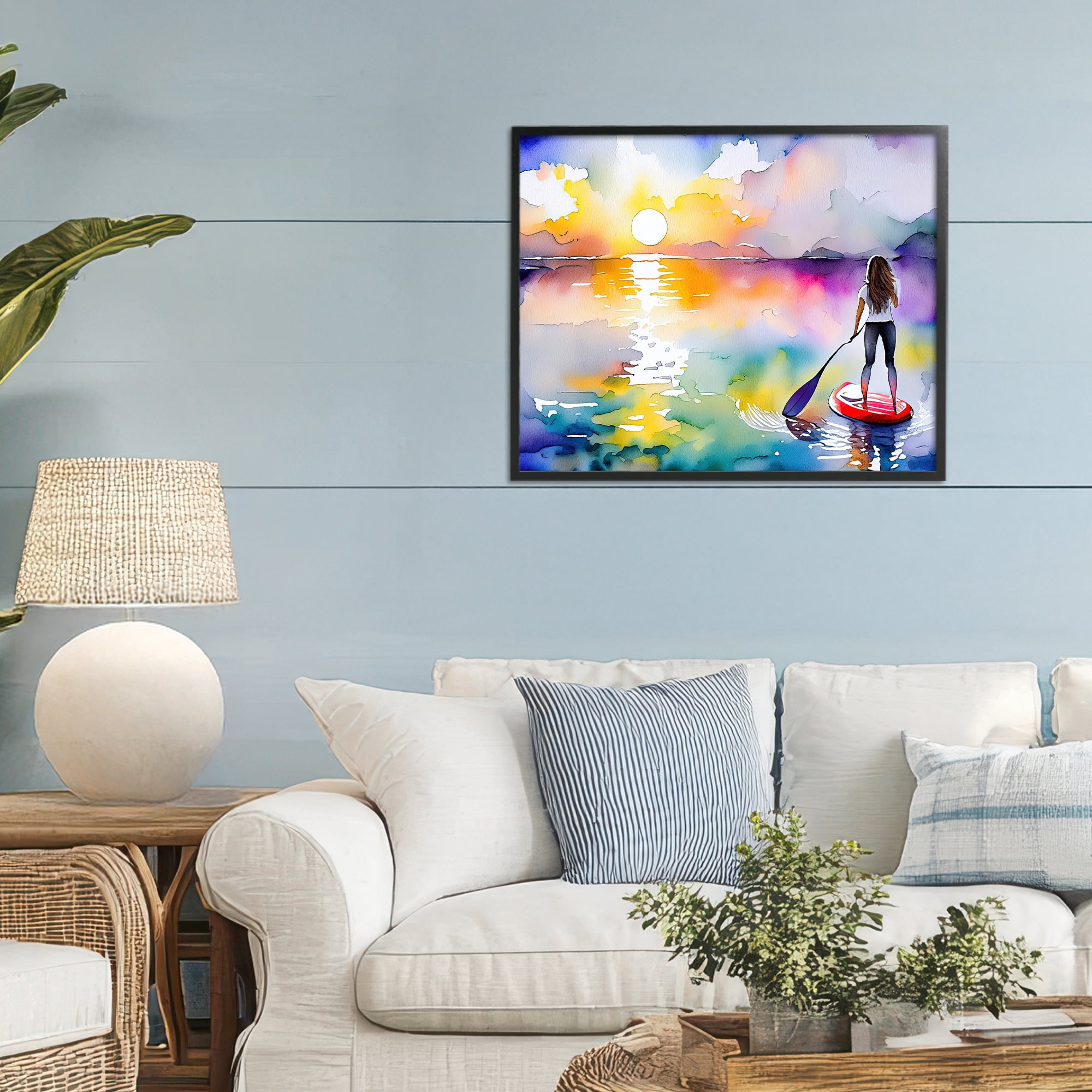 Stupell Industries Sunset Paddle Drift Black Framed Giclee Art, design by Shelly Craig