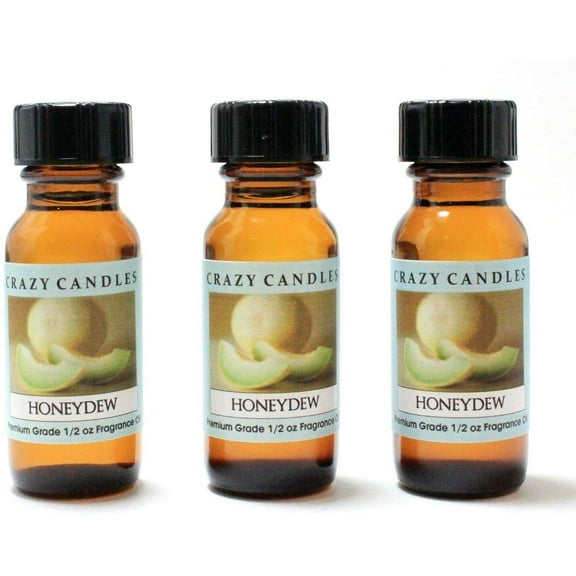 Crazy Candles Honeydew 3 Bottles 1/2 FL Oz Each (15ml) Premium Grade Scented Fragrance Oil Made in USA