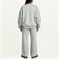 thumbnail image 4 of Women's 2 Piece Sweatsuit Set Crewneck Sweatshirt and Wide Leg Pants Relaxed Casual Fleece Travel Lounge Set, 4 of 7
