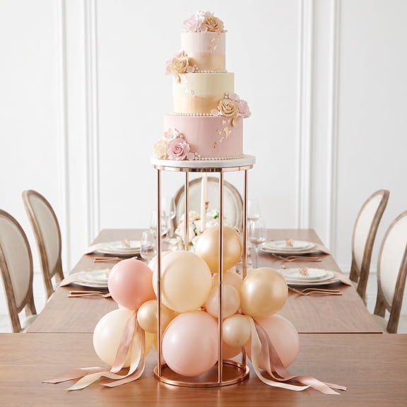 POPETPOP Metal and Acrylic Plated Gold Cylinder Display Stand Perfect for Party Centerpieces and Celebrations