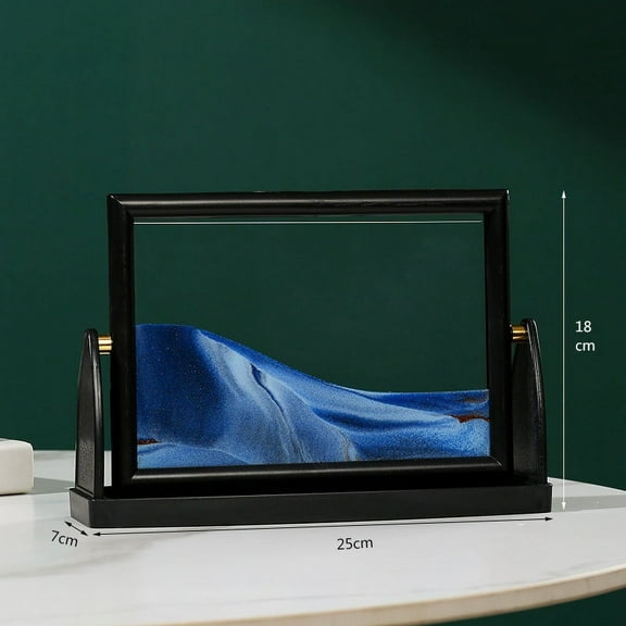 Qocolhg Moving Sand Art Picture Liquid Motion, 3D Quicksand Décor, Deep Sea Sandscapes with Display Flowing Sand Frame for Relaxing, Desktop Office Home Decoration(Blue)
