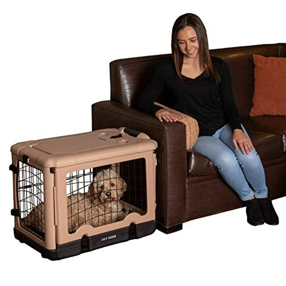 Pet Gear The Other Door Steel Crate with Fleece Pad for cats and dogs up to 30pounds, Tan