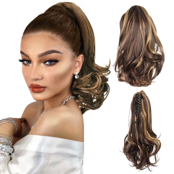 Long Clip In Ponytail Extension Synthetic Hairpiece Wavy Curly Jaw Ponytails For Women