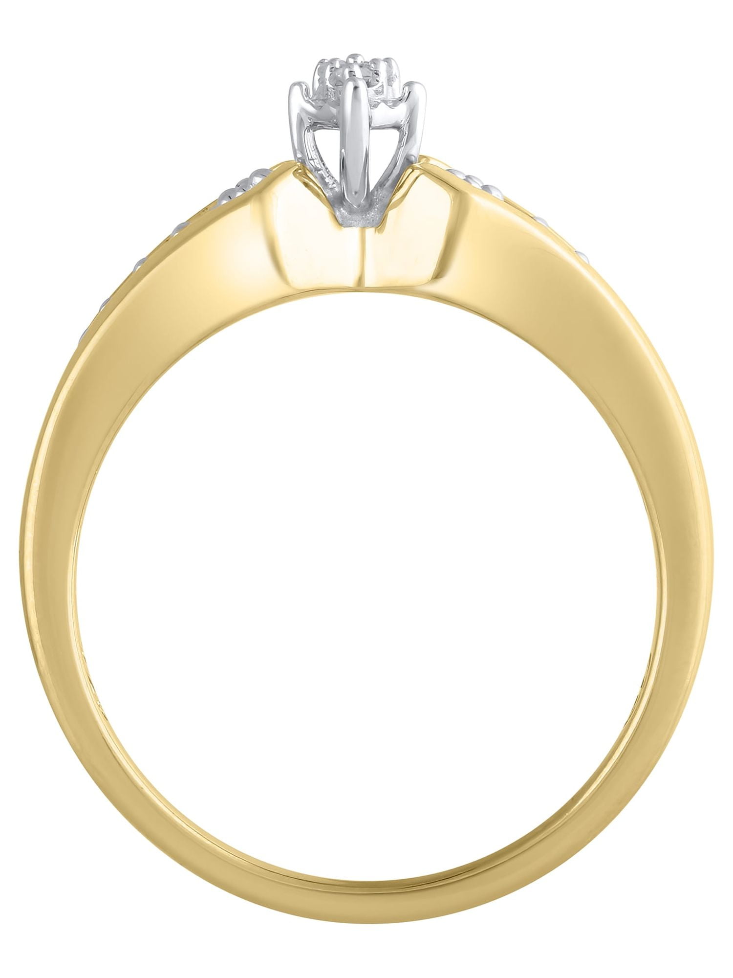 1/10 Carat T.W. (I3 clarity, J-K color) Hold My Hand Diamond Promise Ring in Sterling Silver with 18K Yellow Gold Plating, Size 6