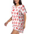 thumbnail image 2 of Bingfone Pink Hearts1 Print Pajamas Sets for Women Soft Short-Sleeved Pjs with Lounge Shorts Two Piece Sleepwear, 2 of 8