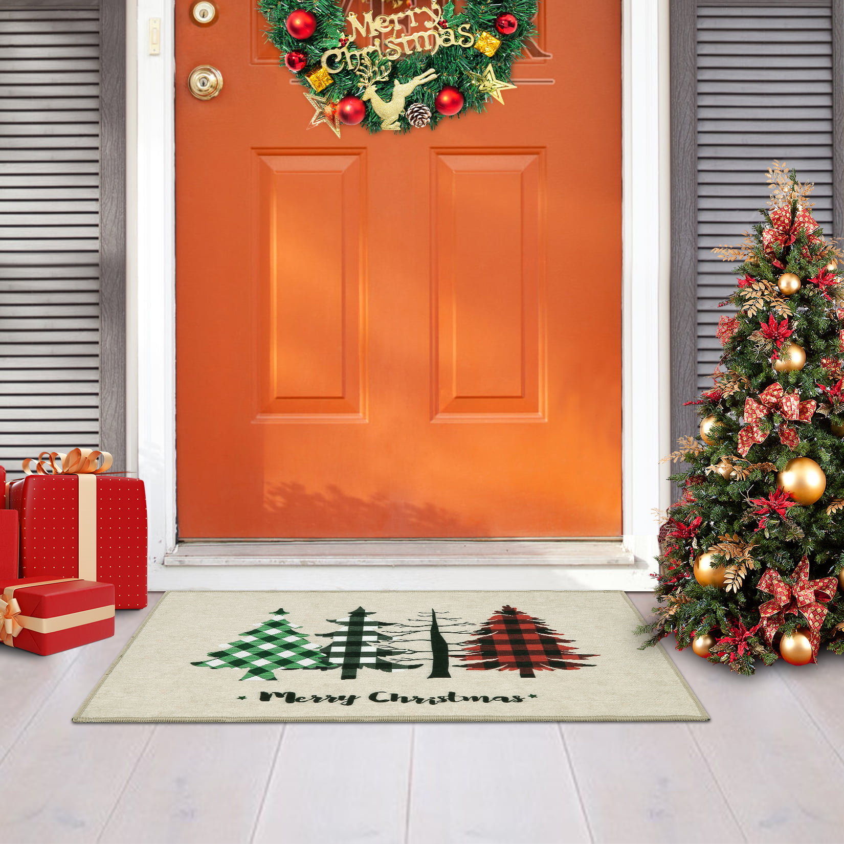  AerWo Christmas Door Mat Outdoor Welcome Mats Indoor for Front  Door, Christmas Doormat with Non-Slip PVC Backing, 30'' x 17'' Winter  Doormat for Home Bath Kitchen Entrance Front Door Floor Mat 