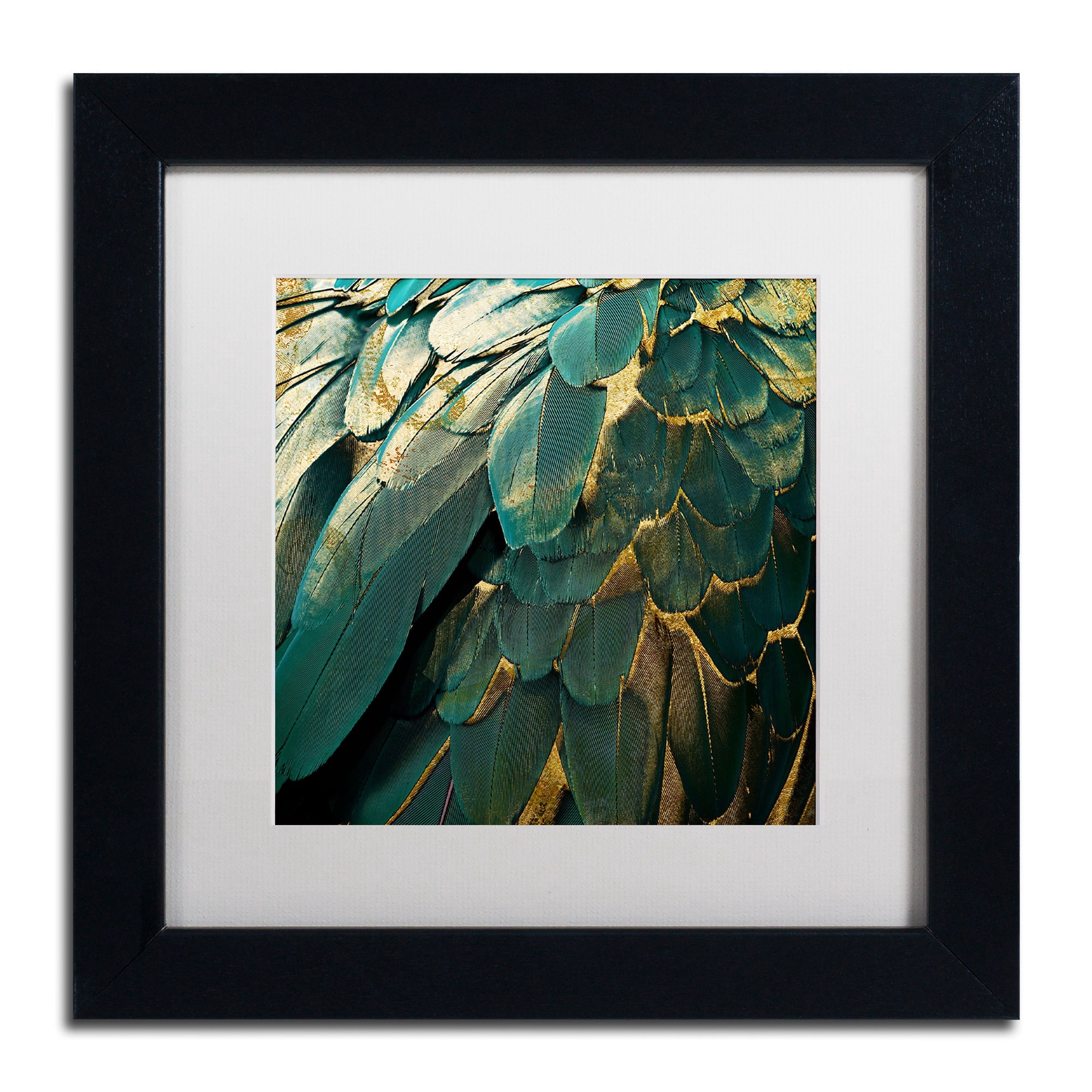 Trademark Fine Art "Feather Glitter" Canvas Art by Color Bakery, White Matte, Black Frame